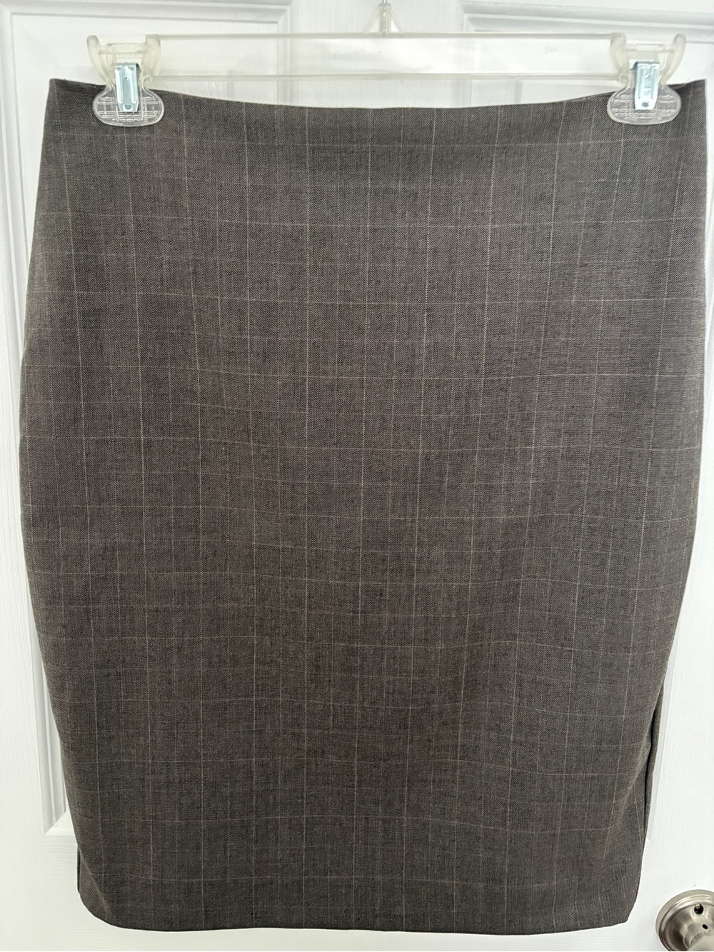 Ann Taylor Classic Brown Windowpane Pencil Skirt#0336